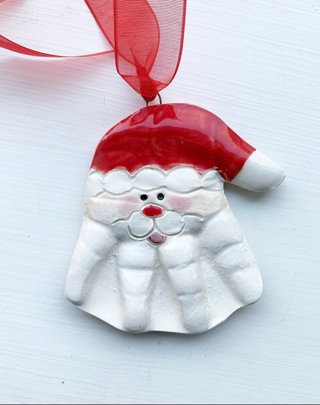 Baby Handprint ornament , Handprint Ornament , Kids ornament , Hand Print Santa Ornament, view 4