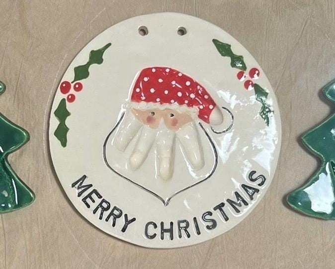 Baby's First Christmas Ornament, Custom Handprint Santa Ornament, view 5