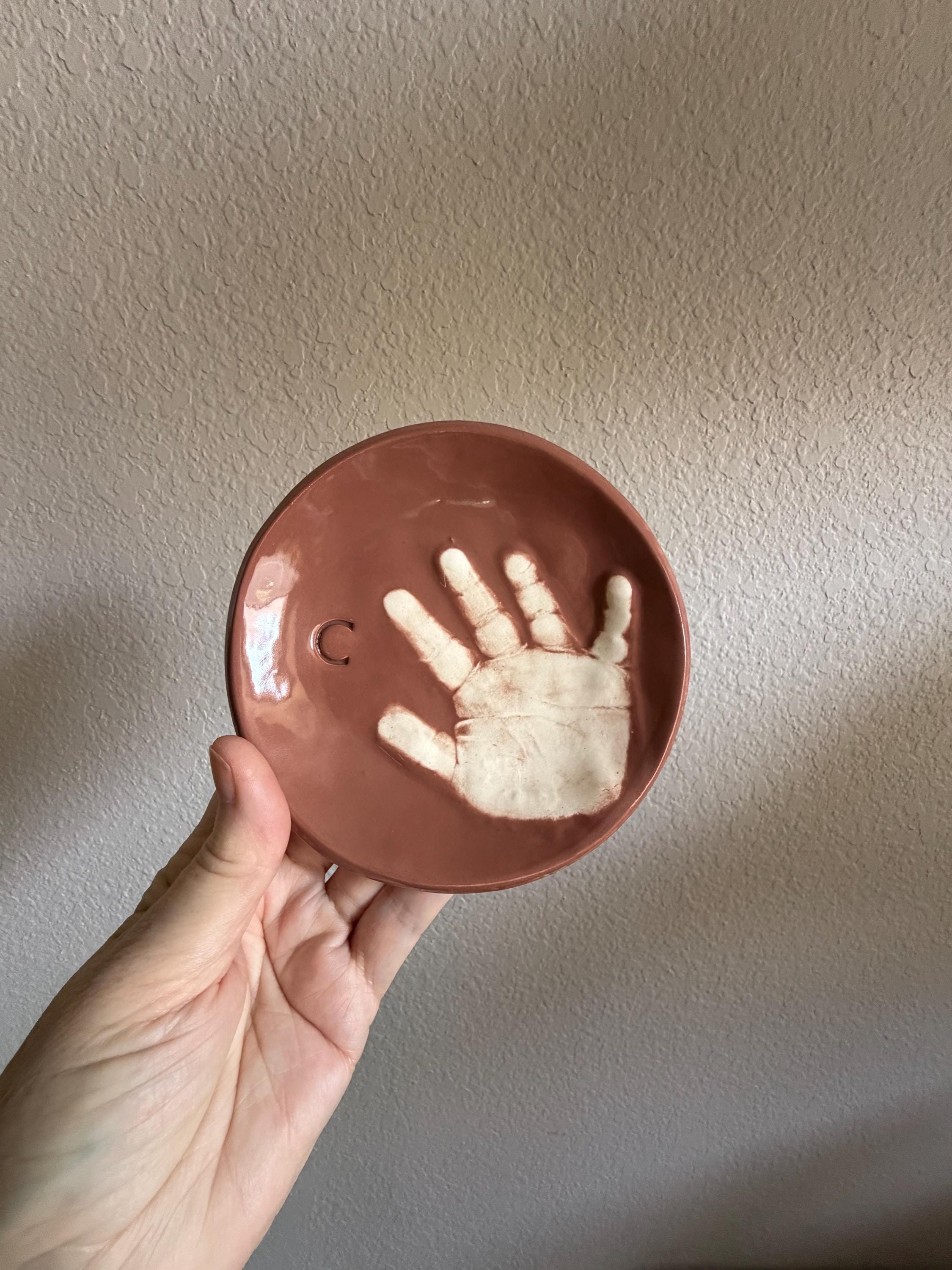 Ceramic Handprint Keepsake Jewelry Dish, Baby Handprint Organizer, view 16