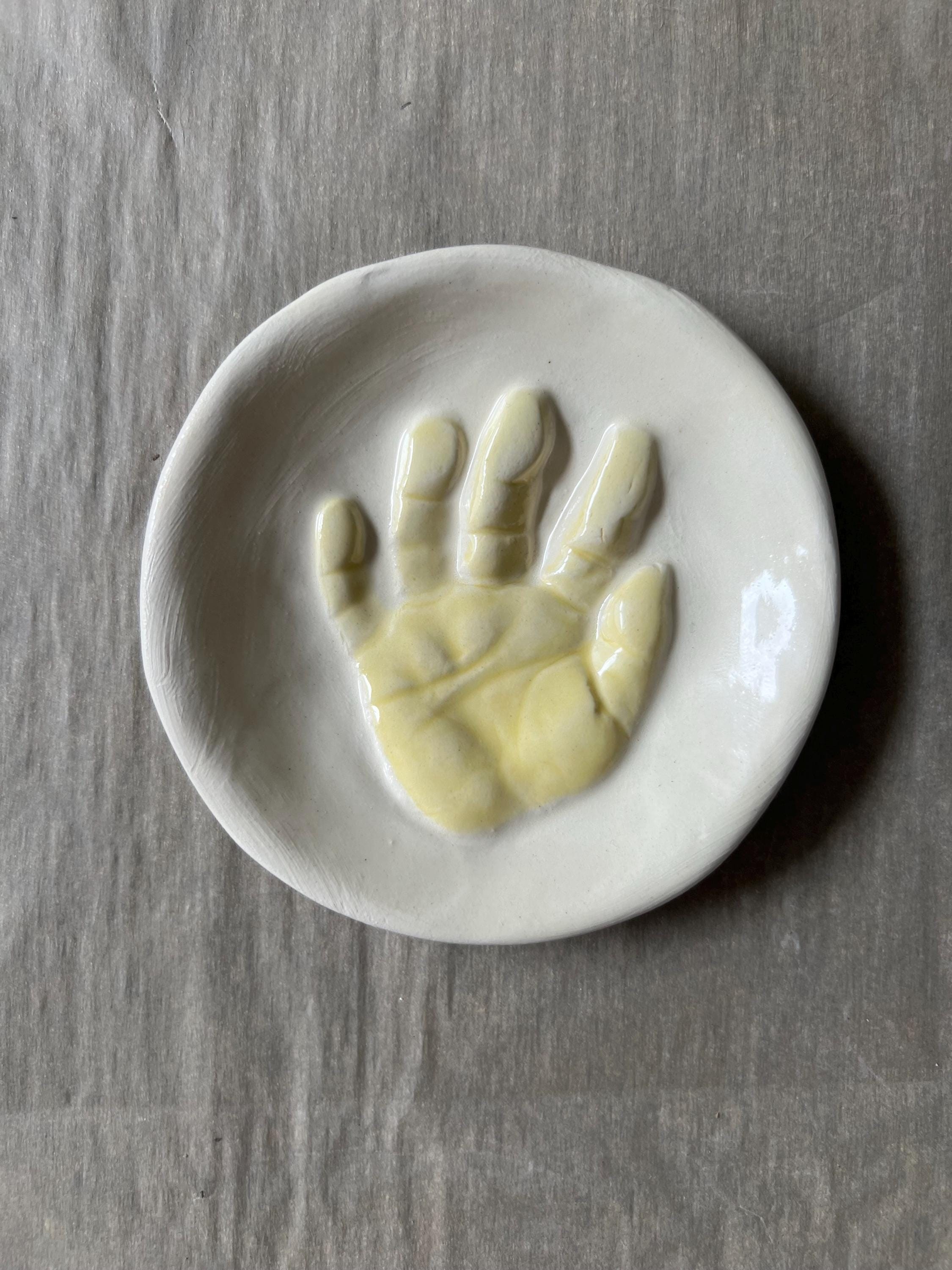 Ceramic Handprint Keepsake Jewelry Dish, Baby Handprint Organizer, view 7