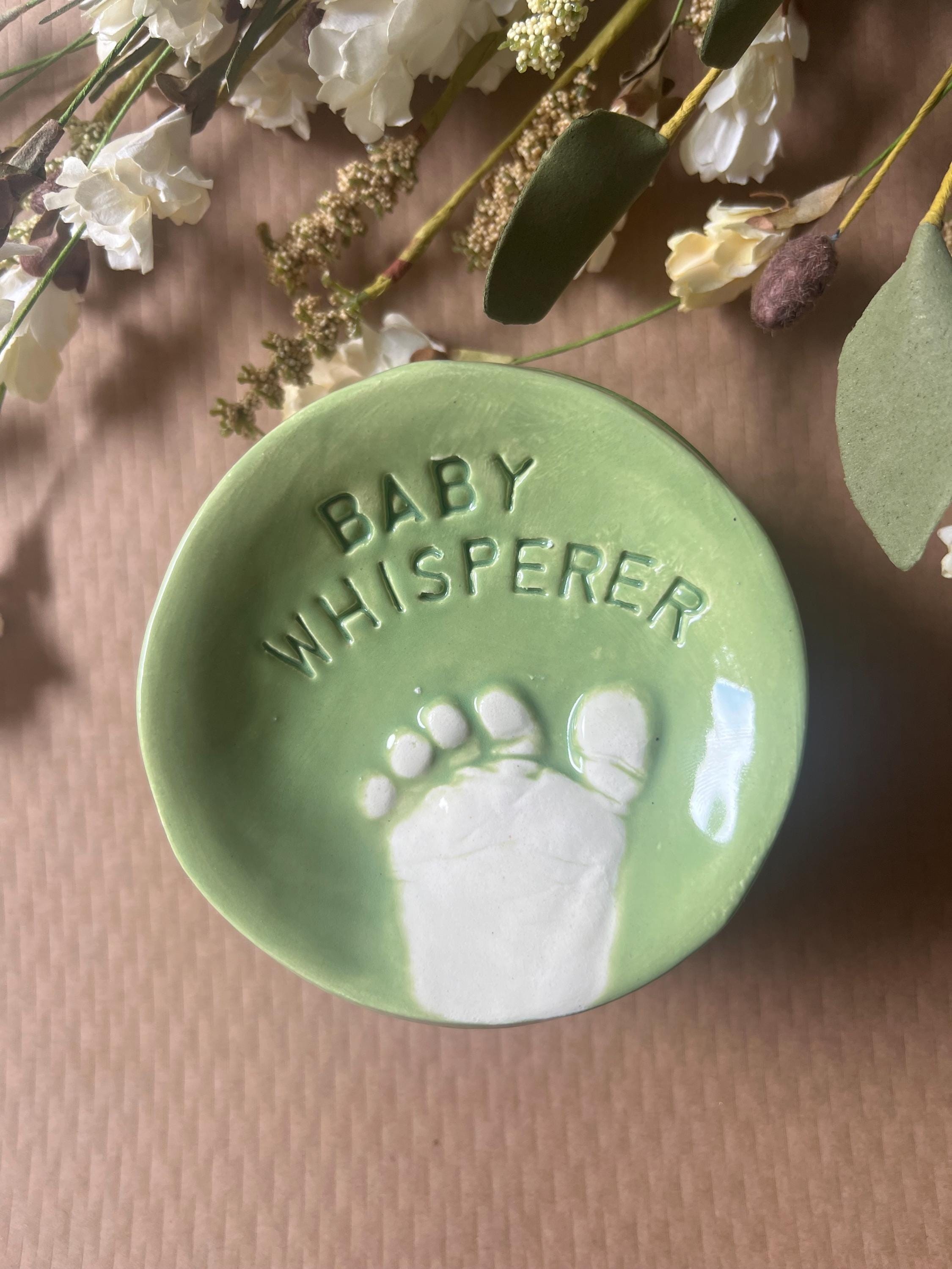 Ceramic Handprint Keepsake Jewelry Dish, Baby Handprint Organizer, view 9
