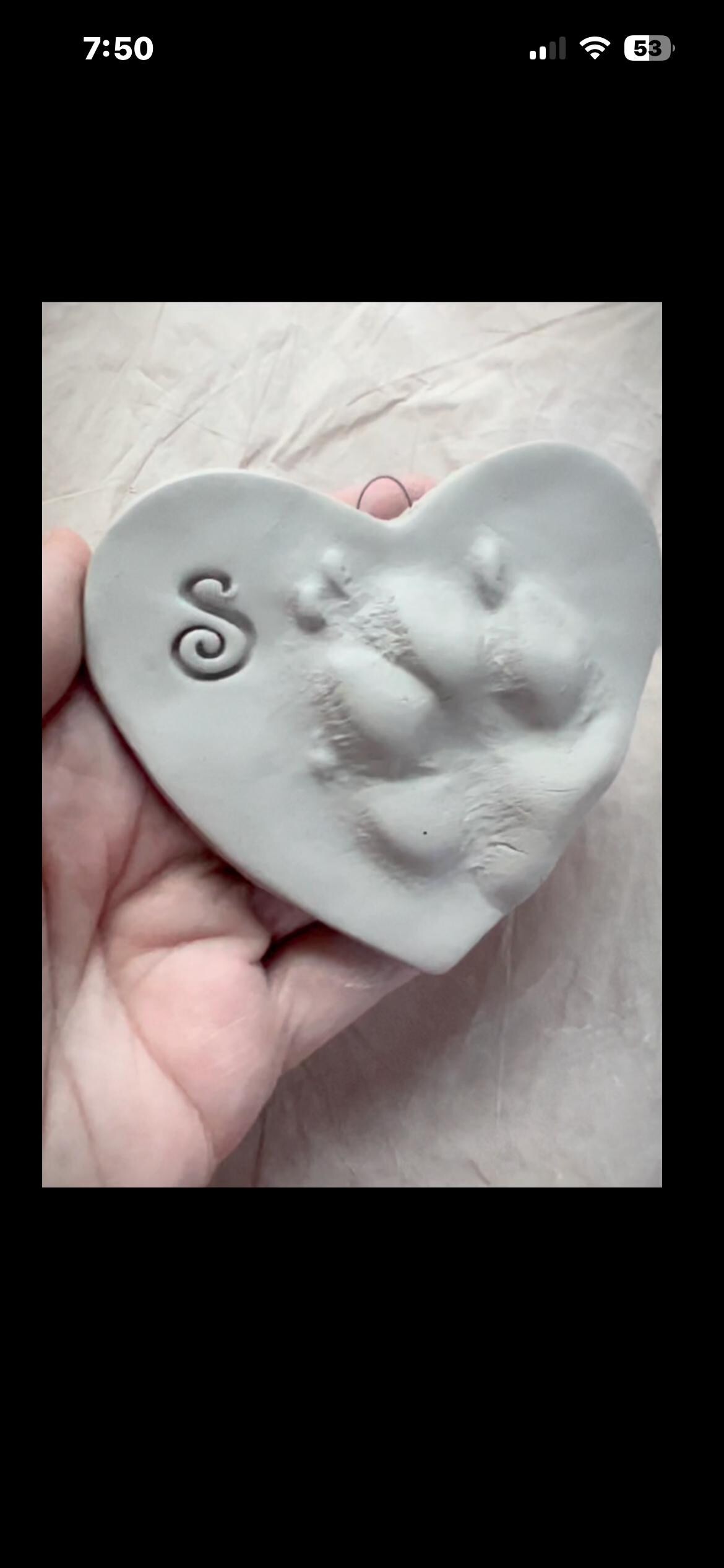 Small Ceramic Paw Print Heart Ornament, Custom Dog Keepsake, Puppy Memorial Gift, view 5
