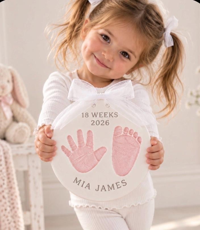 Custom Ceramic Footprint Keepsake, Baby Handprint Imprint, Newborn Memory Art