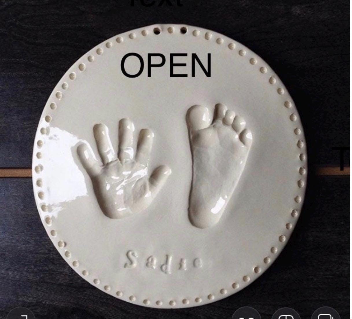 Custom Ceramic Footprint Keepsake, Baby Handprint Imprint, Newborn Memory Art, view 12