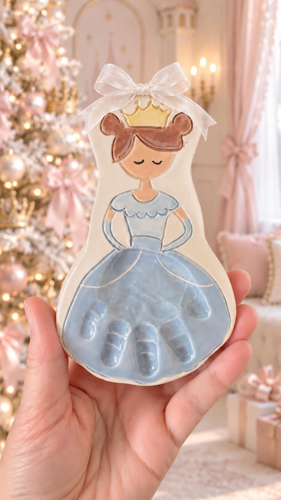 Princess Handprint Keepsake Ornament, Custom Baby Keepsake, Personalized Heirloom, view 2