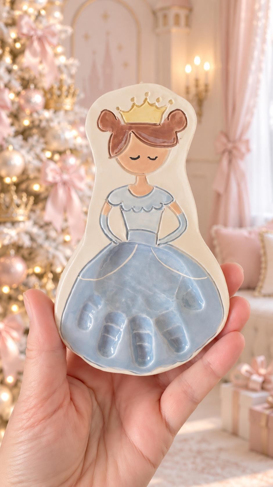 Princess Handprint Keepsake Ornament, Custom Baby Keepsake, Personalized Heirloom, view 3