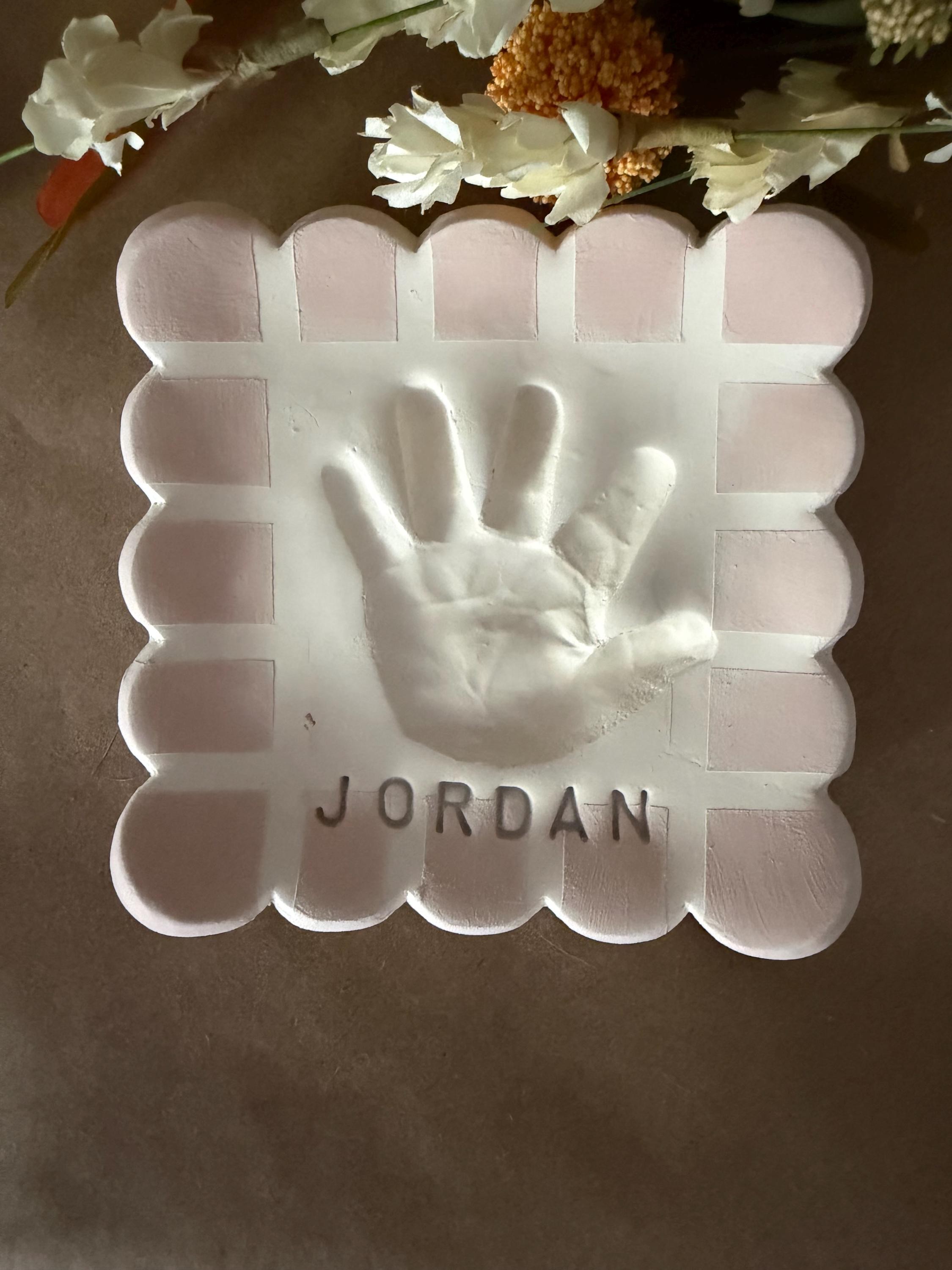 Custom Ceramic Handprint Keepsake Plate, Baby Handprint Dish, Heirloom Gift, view 11