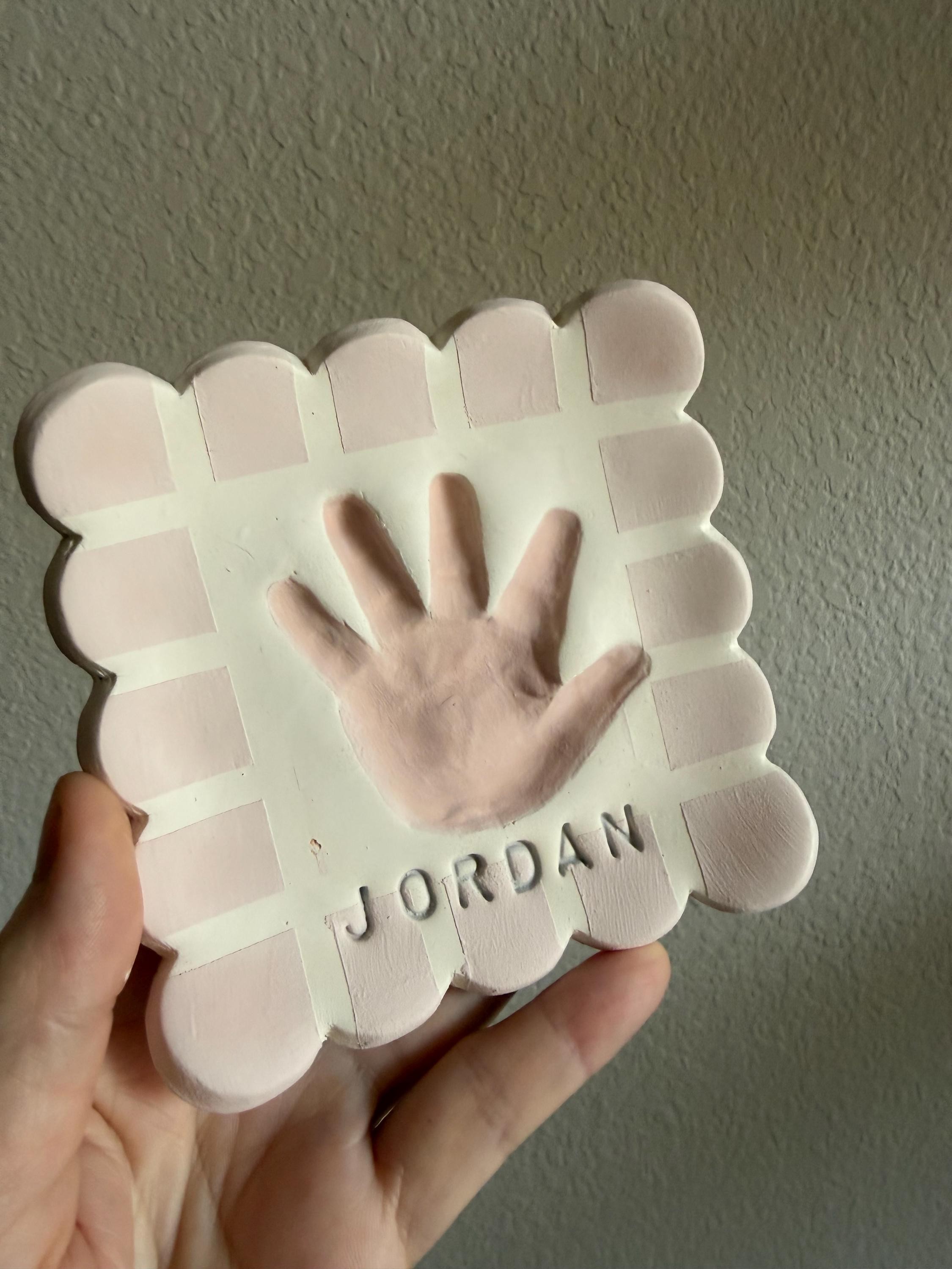 Custom Ceramic Handprint Keepsake Plate, Baby Handprint Dish, Heirloom Gift, view 12