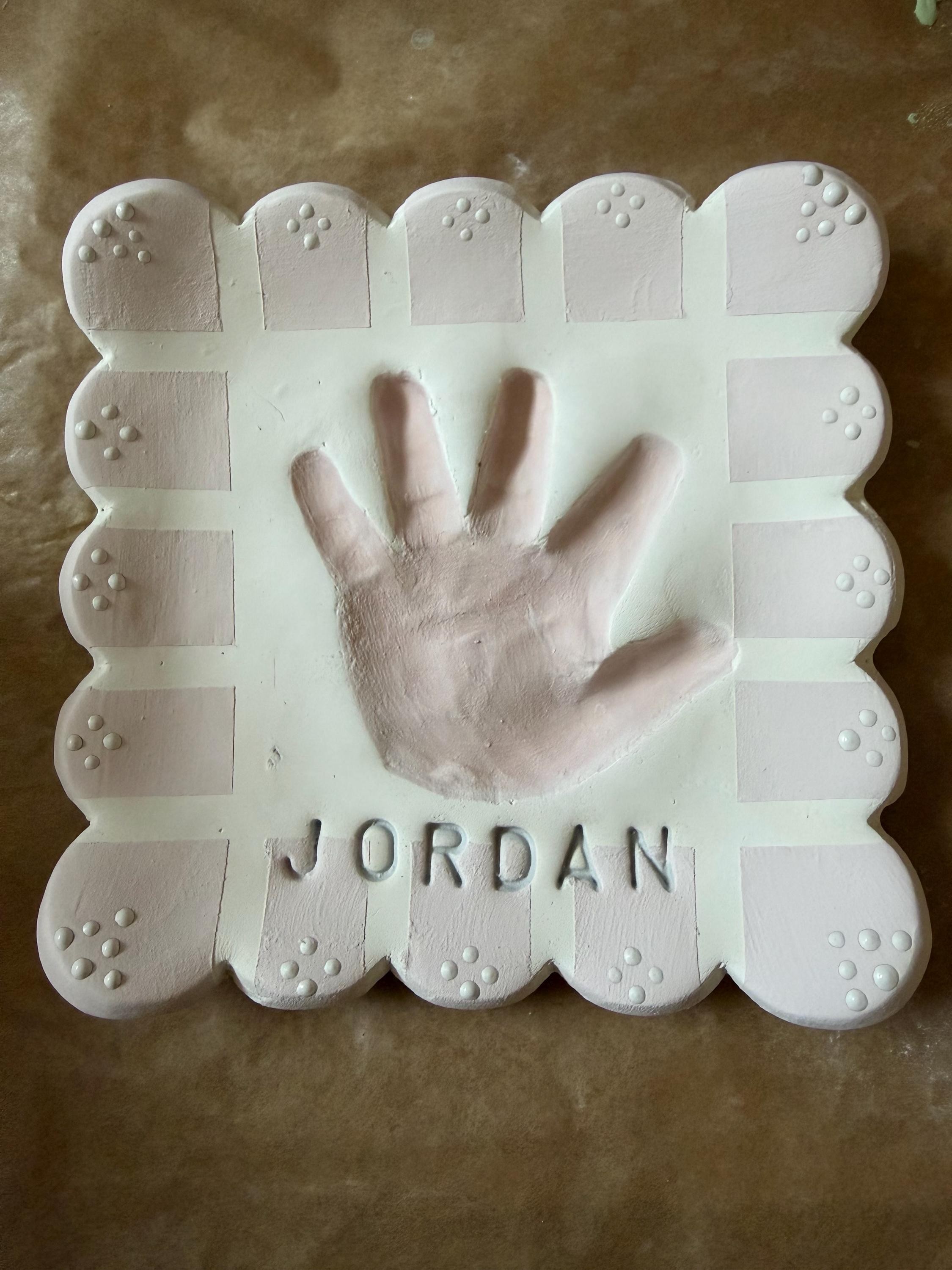 Custom Ceramic Handprint Keepsake Plate, Baby Handprint Dish, Heirloom Gift, view 13