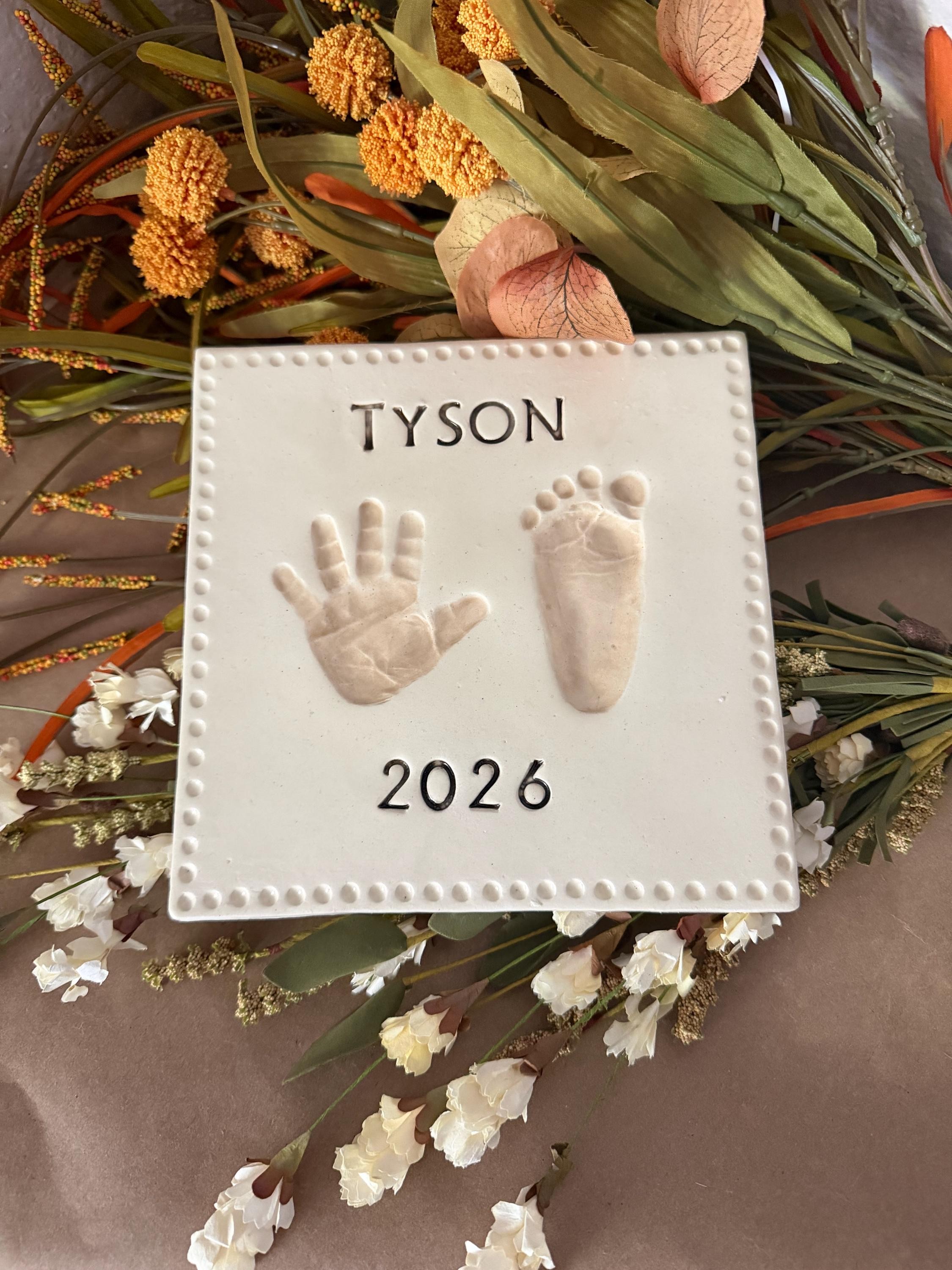 Custom Ceramic Clay Handprint Footprint Keepsake, Baby Gift, Nursery Decor, view 6