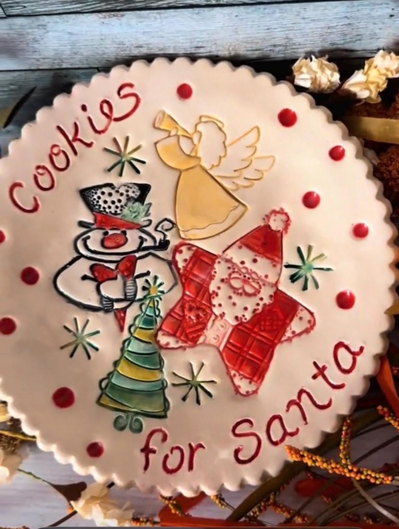 Handmade Ceramic Santa Cookie Plate, Christmas Tradition Keepsake (9" Diameter), view 6