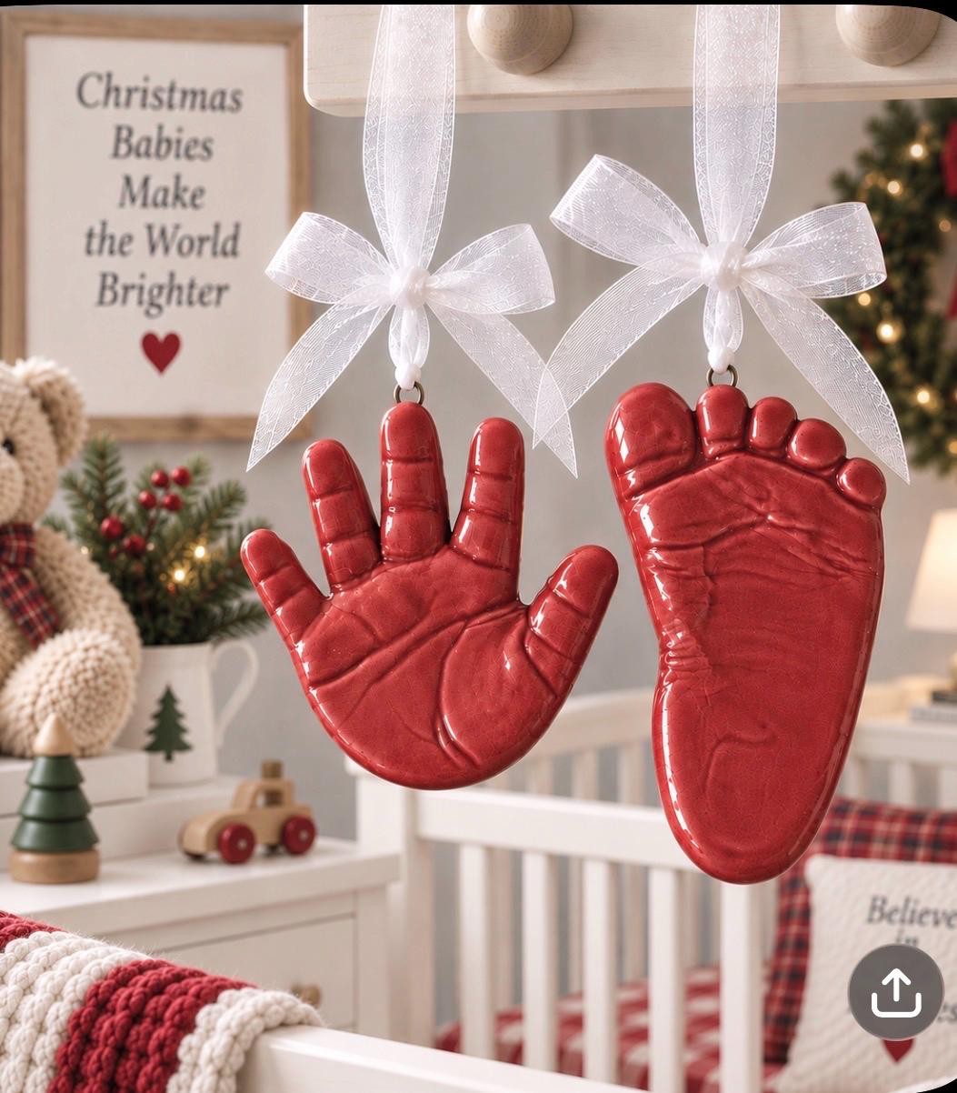 Custom Hand and footprint keepsake ornaments, view 14