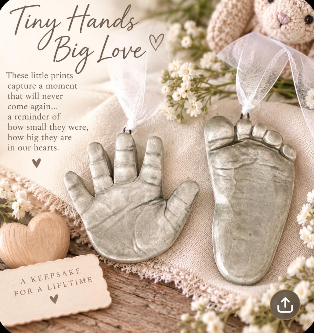 Custom Hand and footprint keepsake ornaments, view 2