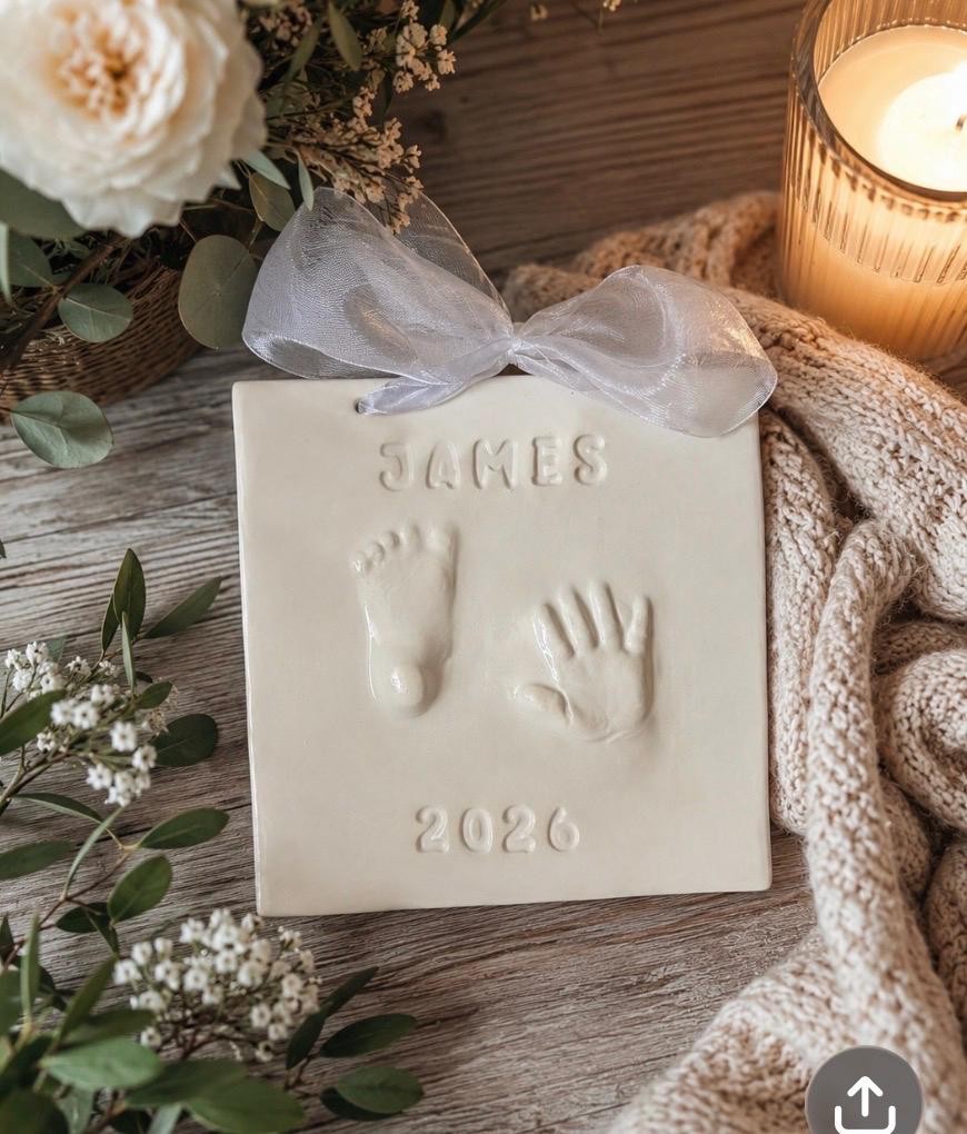 Personalized Baby Keepsake Print - Baby Hand Print Kit - Baby Footprint Mold - Baby Memory Keepsake - Handmade Baby Memento - Hand Print