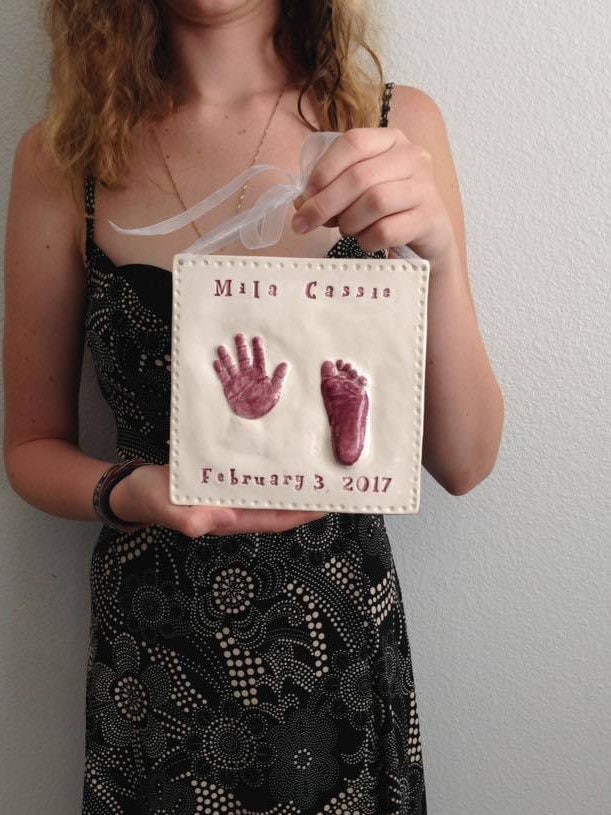 Personalized Baby Keepsake Print - Baby Hand Print Kit - Baby Footprint Mold - Baby Memory Keepsake - Handmade Baby Memento - Hand Print, view 10