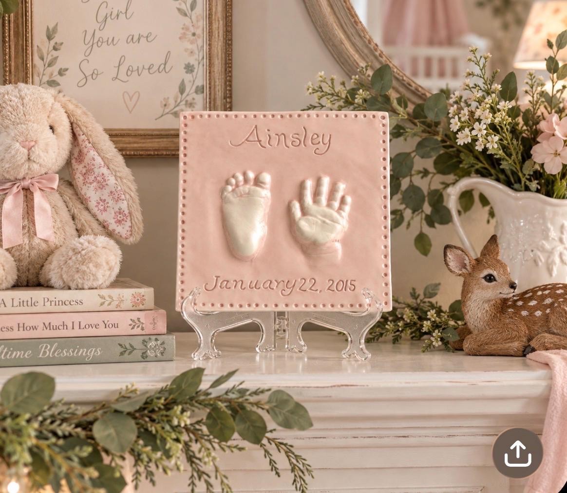 Personalized Baby Keepsake Print - Baby Hand Print Kit - Baby Footprint Mold - Baby Memory Keepsake - Handmade Baby Memento - Hand Print, view 4