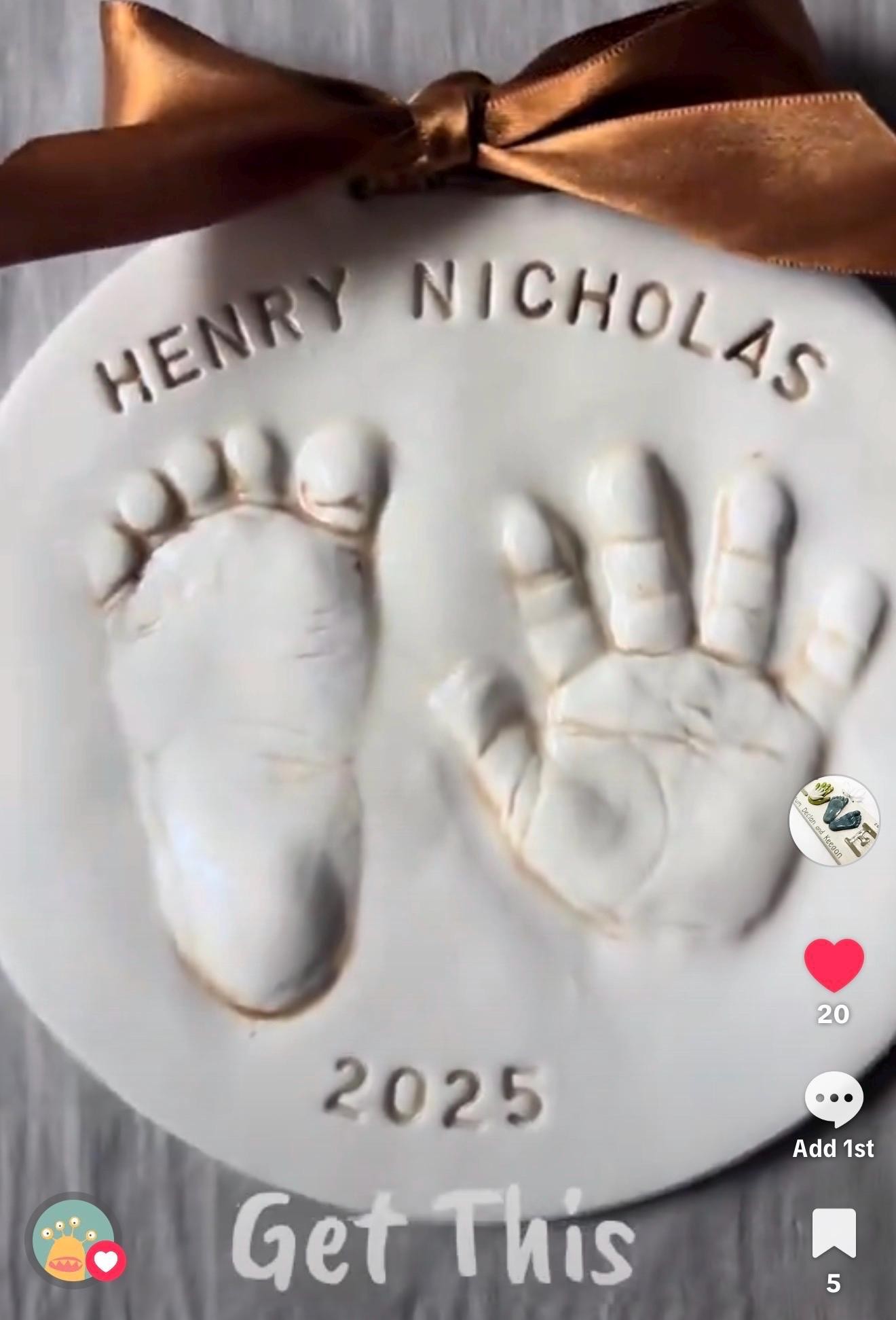 Custom Ceramic Hand and footprint Keepsake, Baby Keepsake , Baby Print Keepsake, Ceramic Handprint Keepsake Art, Keepsake, Newborn Gift, view 14