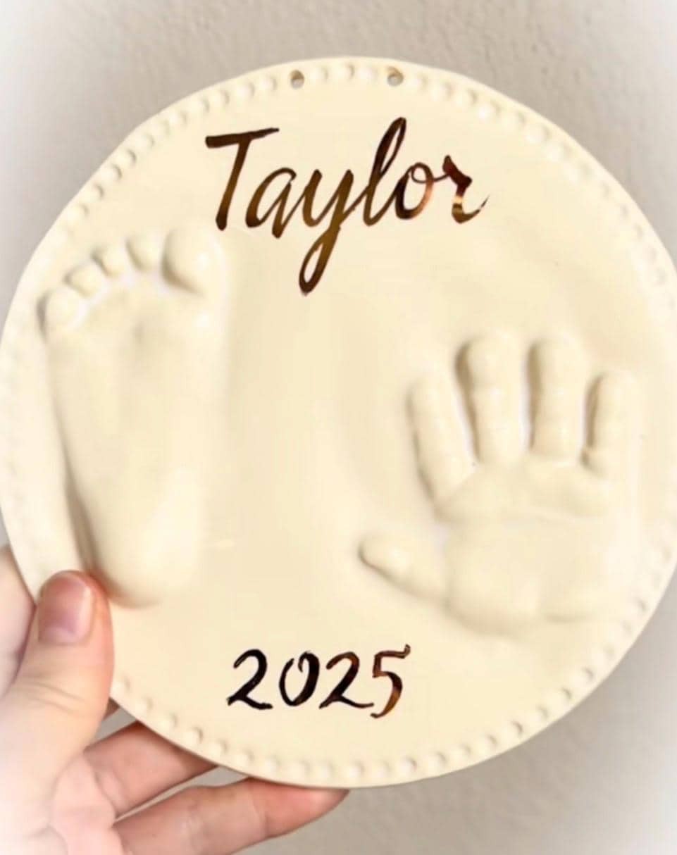 Custom Ceramic Hand and footprint Keepsake, Baby Keepsake , Baby Print Keepsake, Ceramic Handprint Keepsake Art, Keepsake, Newborn Gift, view 15