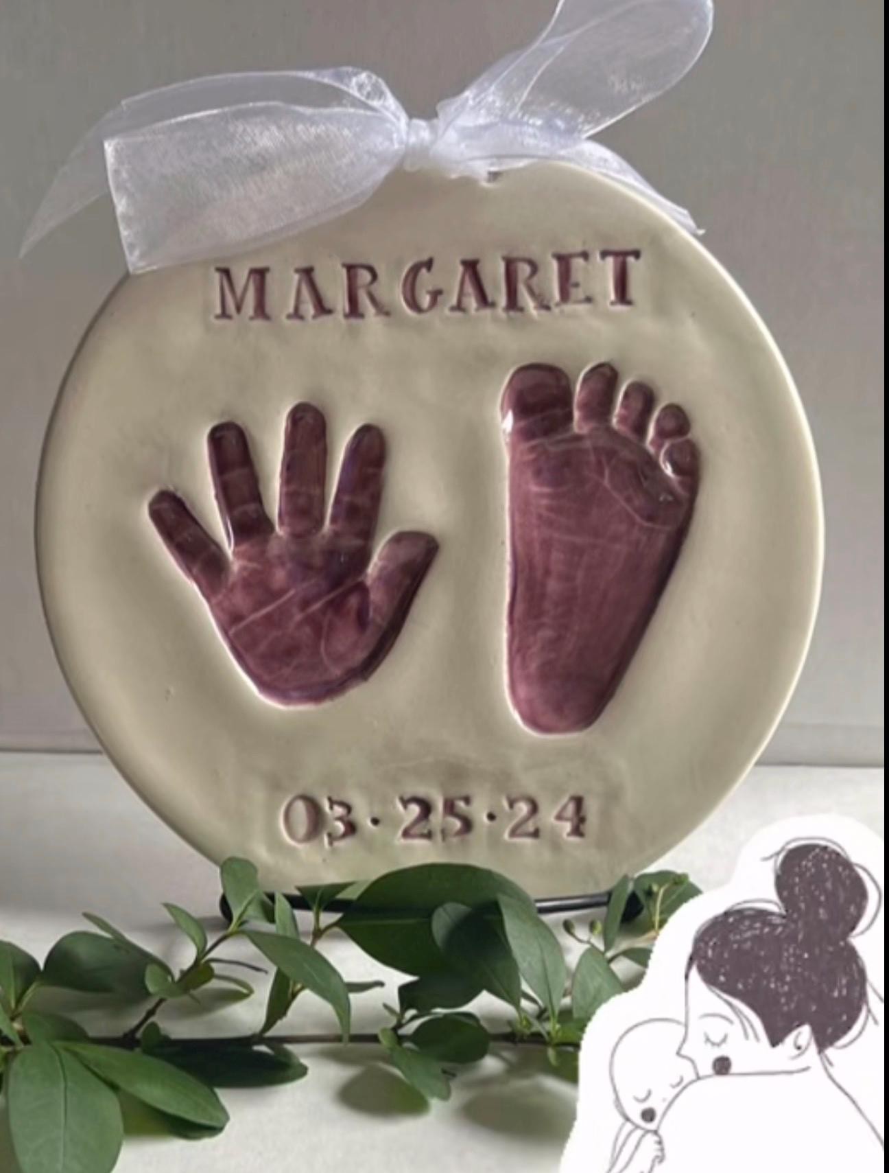 Custom Ceramic Hand and footprint Keepsake, Baby Keepsake , Baby Print Keepsake, Ceramic Handprint Keepsake Art, Keepsake, Newborn Gift, view 18