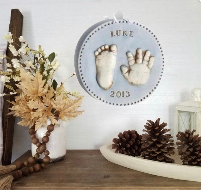 Custom Ceramic Hand and footprint Keepsake, Baby Keepsake , Baby Print Keepsake, Ceramic Handprint Keepsake Art, Keepsake, Newborn Gift, view 3