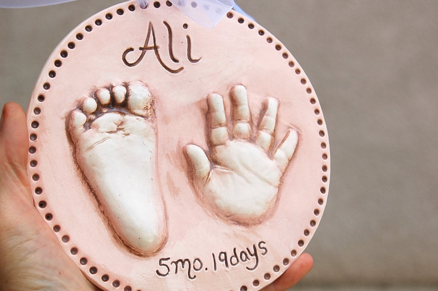 Custom Ceramic Hand and footprint Keepsake, Baby Keepsake , Baby Print Keepsake, Ceramic Handprint Keepsake Art, Keepsake, Newborn Gift, view 7