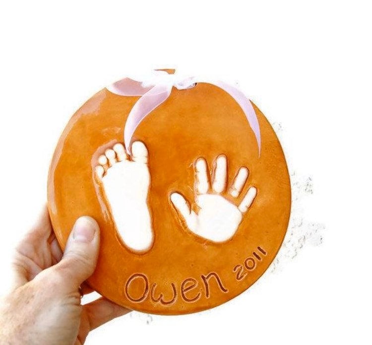 Custom Ceramic Hand and footprint Keepsake, Baby Keepsake , Baby Print Keepsake, Ceramic Handprint Keepsake Art, Keepsake, Newborn Gift, view 8