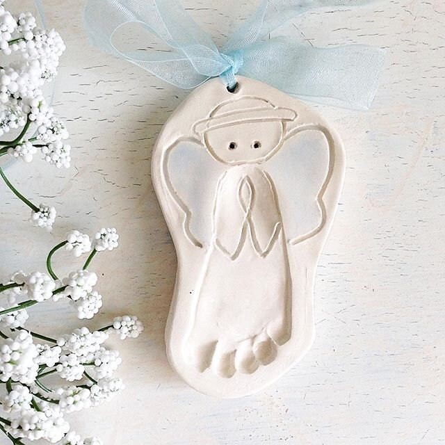 Baby Girl or Boy Gift Ornament Newborn Personalized Heirloom Baby Ornament Footprint New Mom Gift Ceramic Footprint Angel Ornament, view 5