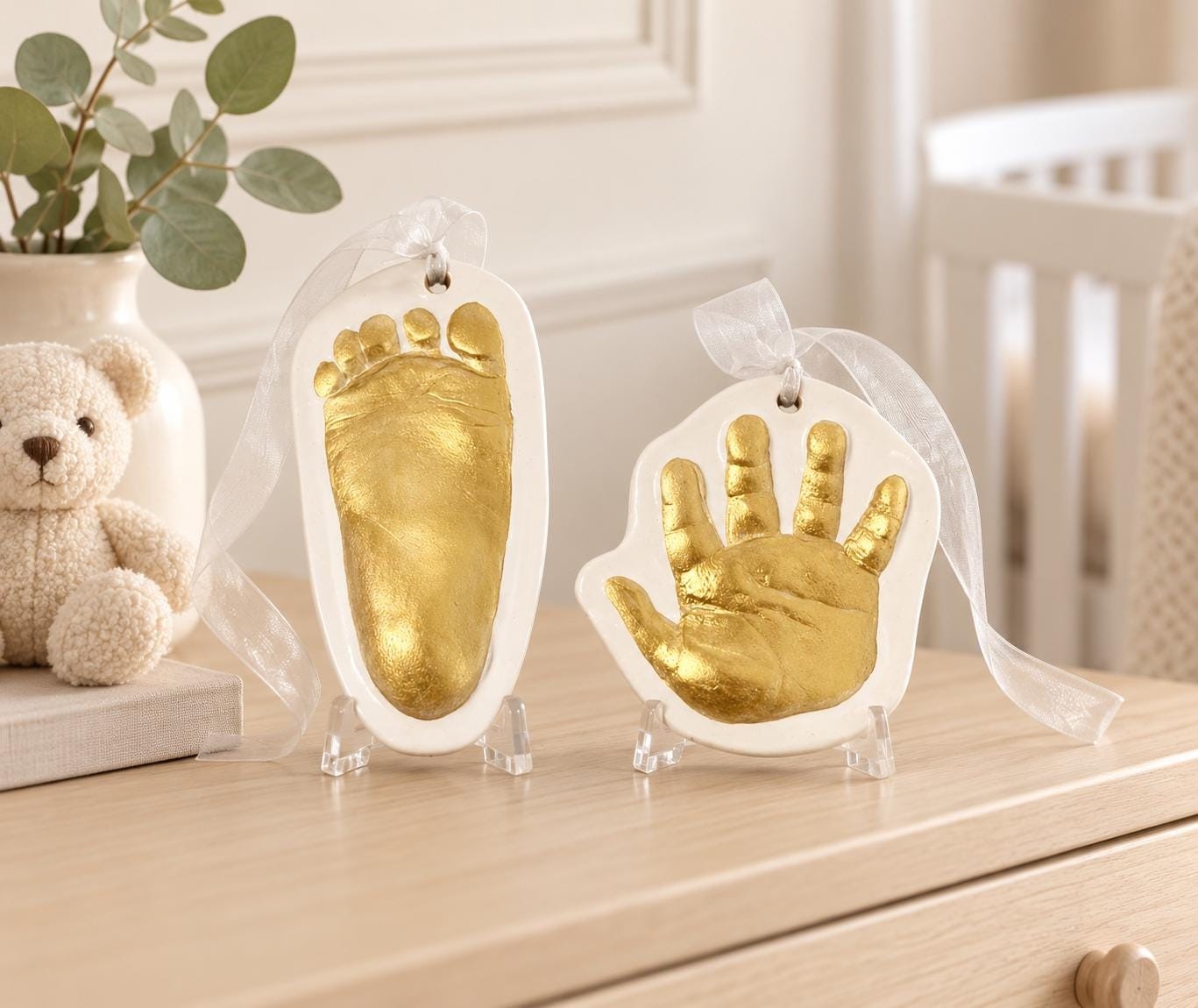 Hand and foot Ornament , Christmas in July, Custom Handprint Ornament Keepsake, Footprint Mold, Baby Ornament Gift, view 13