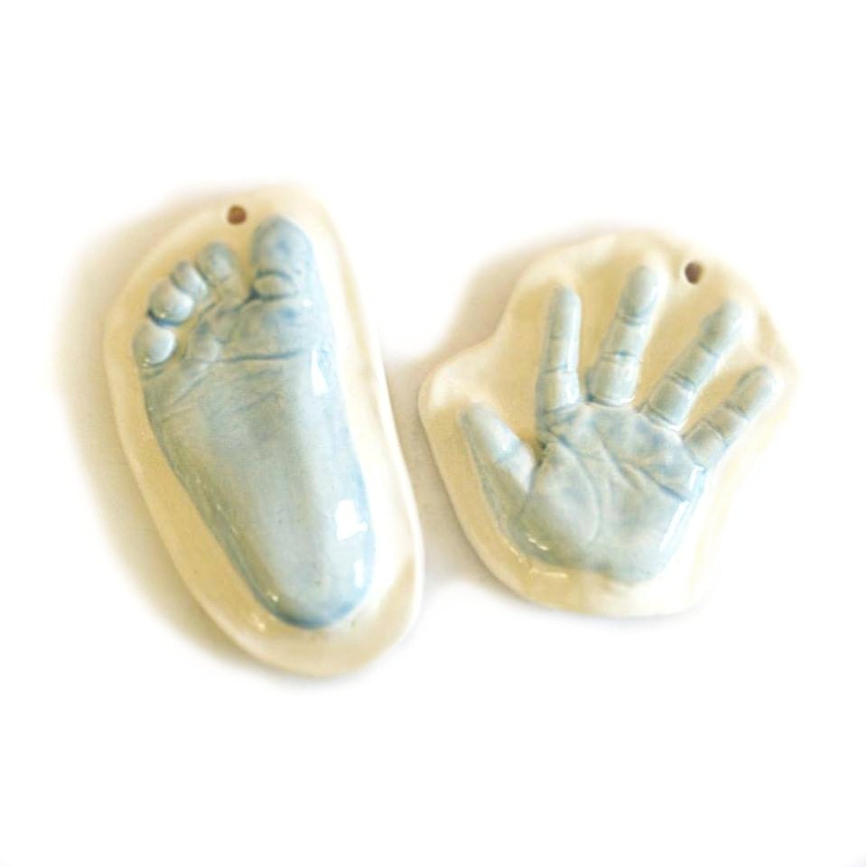 Hand and foot Ornament , Christmas in July, Custom Handprint Ornament Keepsake, Footprint Mold, Baby Ornament Gift, view 3