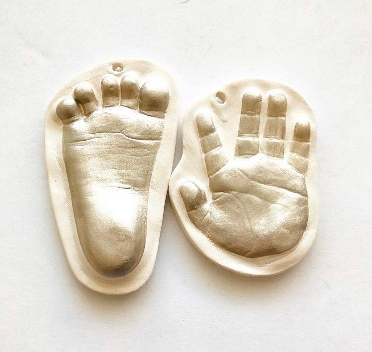 Hand and foot Ornament , Christmas in July, Custom Handprint Ornament Keepsake, Footprint Mold, Baby Ornament Gift, view 5