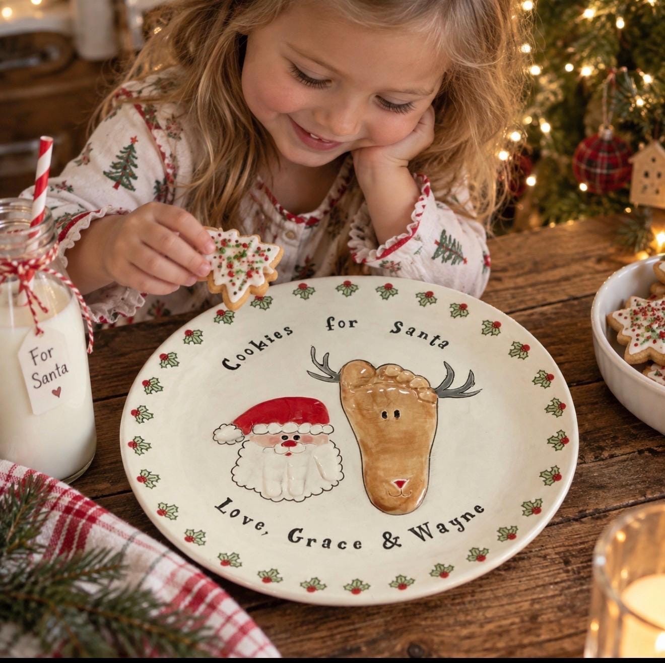 Personalized Handprint Christmas Cookie Plate Handprint Plate Personalized Christmas Plate Baby Christmas Plate Gift