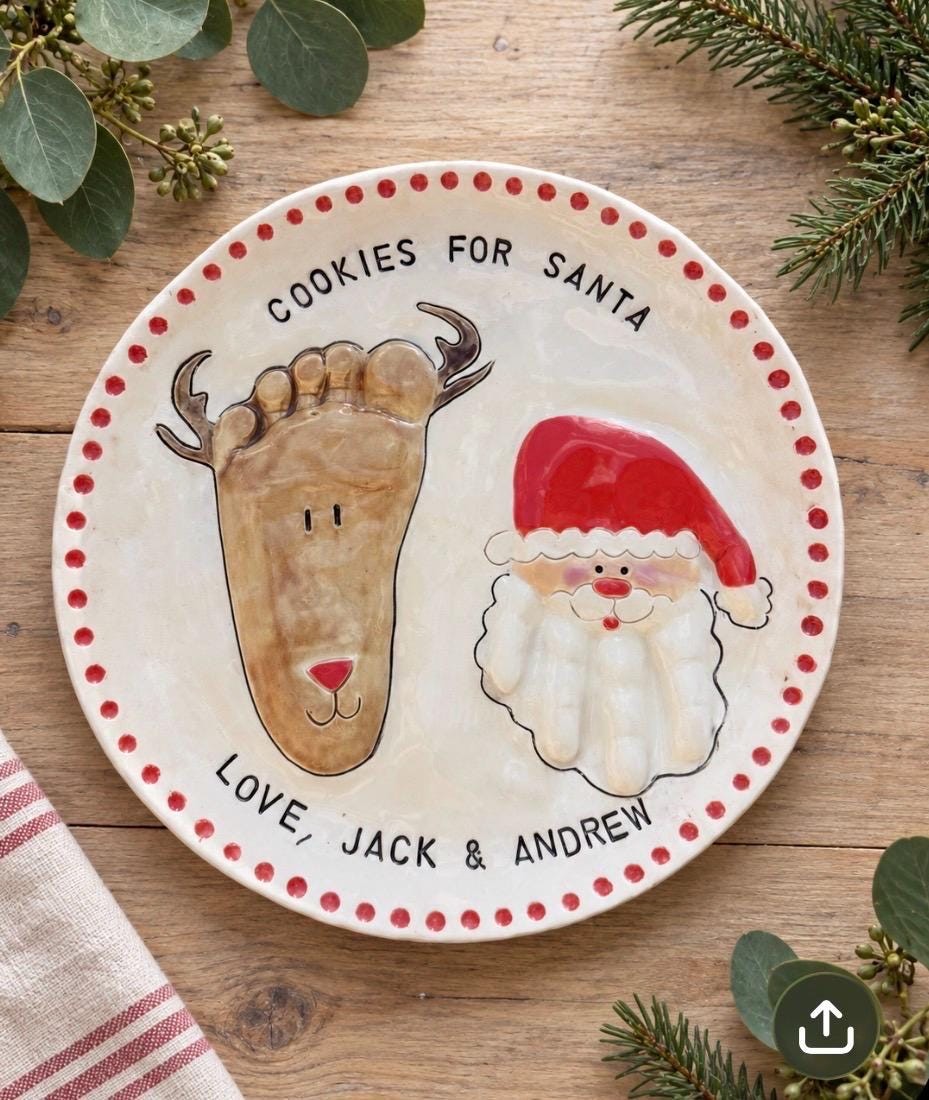Personalized Handprint Christmas Cookie Plate Handprint Plate Personalized Christmas Plate Baby Christmas Plate Gift, view 11