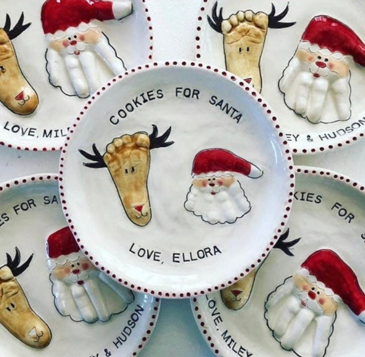 Personalized Handprint Christmas Cookie Plate Handprint Plate Personalized Christmas Plate Baby Christmas Plate Gift, view 2