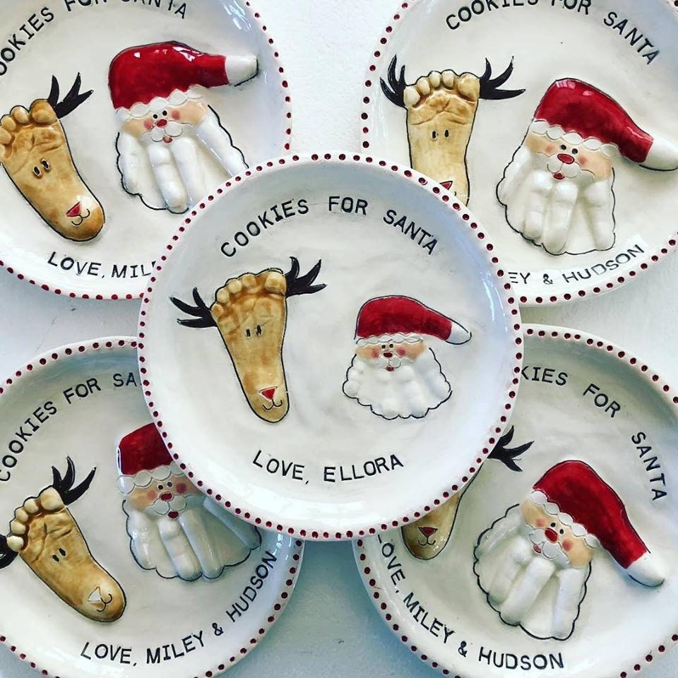 Personalized Handprint Christmas Cookie Plate Handprint Plate Personalized Christmas Plate Baby Christmas Plate Gift, view 4