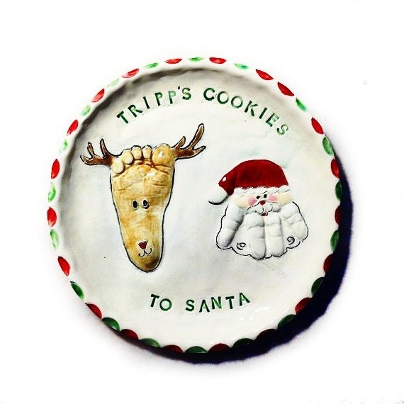 Personalized Handprint Christmas Cookie Plate Handprint Plate Personalized Christmas Plate Baby Christmas Plate Gift, view 5