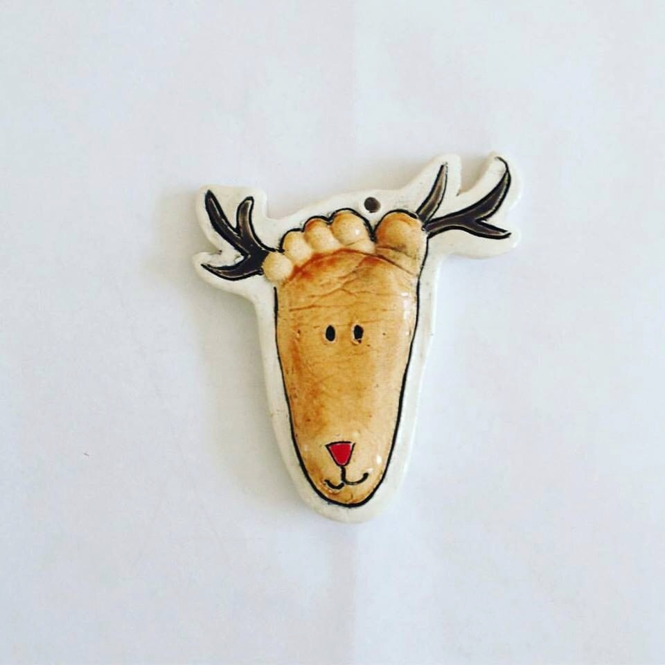 Personalized Baby's First Christmas Ornament, Reindeer Footprint Baby Keepsake Gift, Footprint Art Infant Memento New Baby Christmas Gift, view 7
