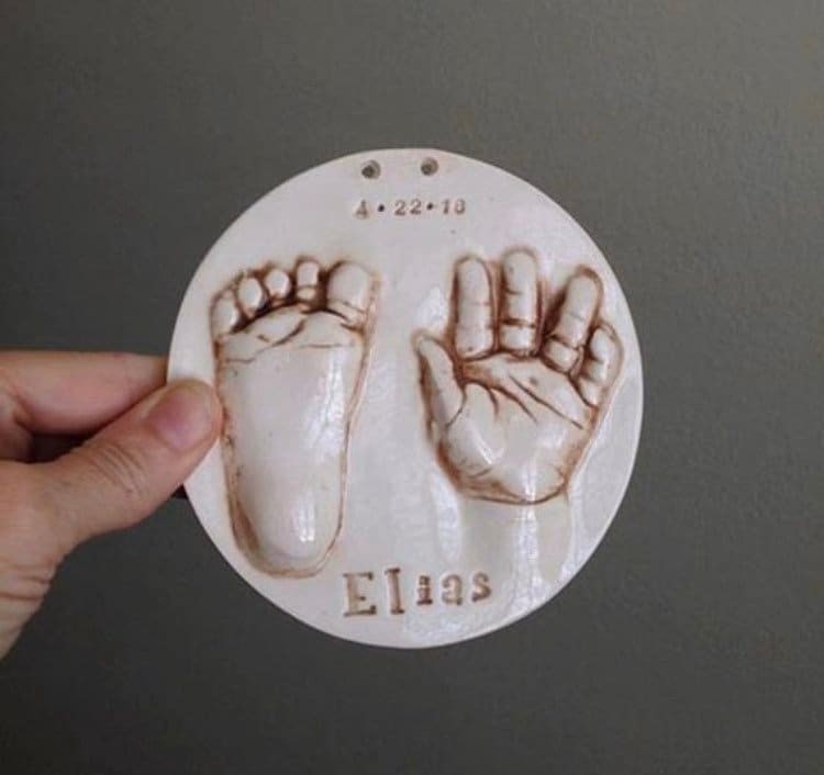 Ceramic Baby Handprint Footprint Keepsake Ornament, Custom Newborn Keepsake Gift, view 8