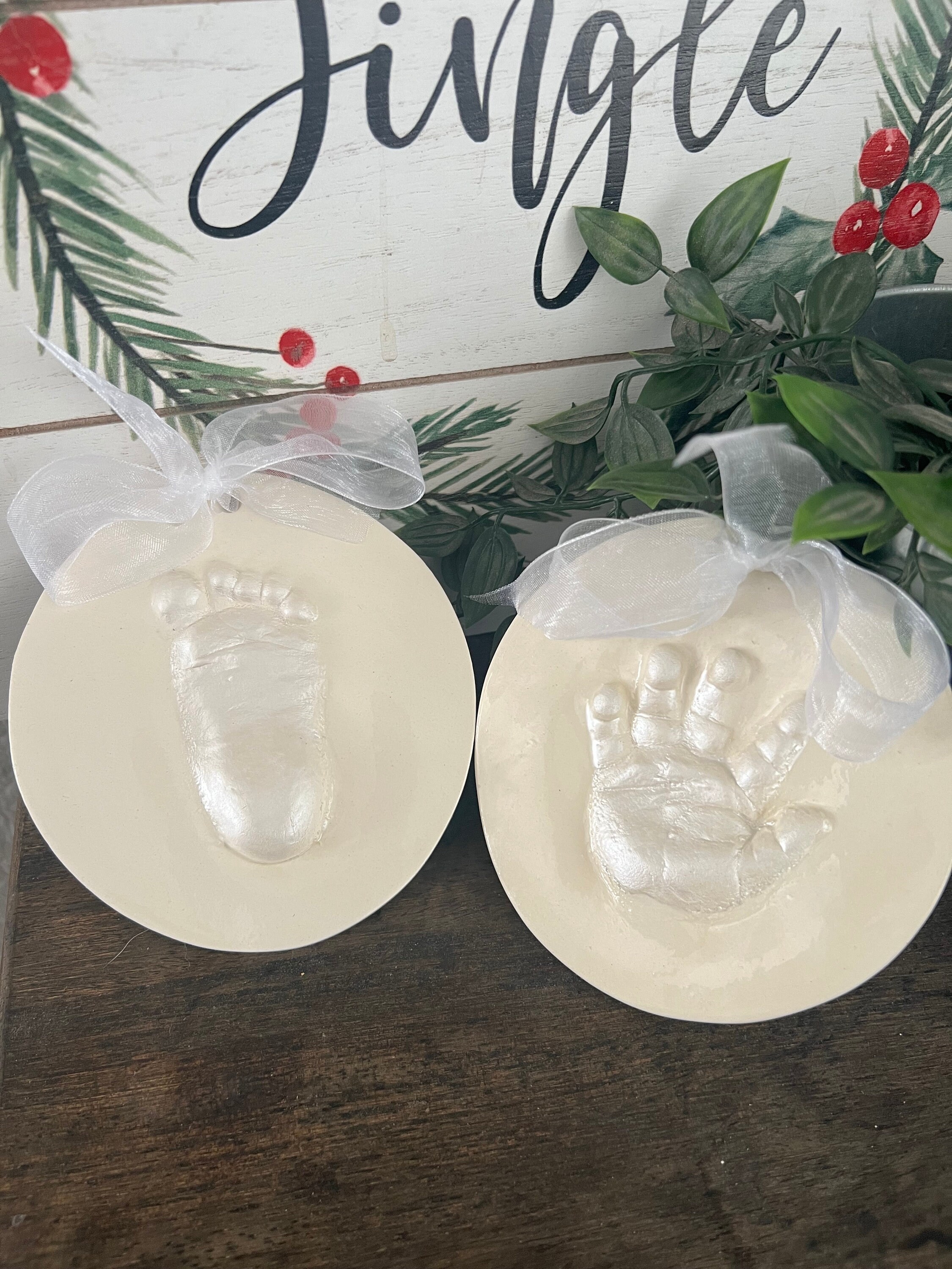 Hand and footprint Ornament - Foot Print Ornament - Baby Ornament, Baby Keepsake, view 4