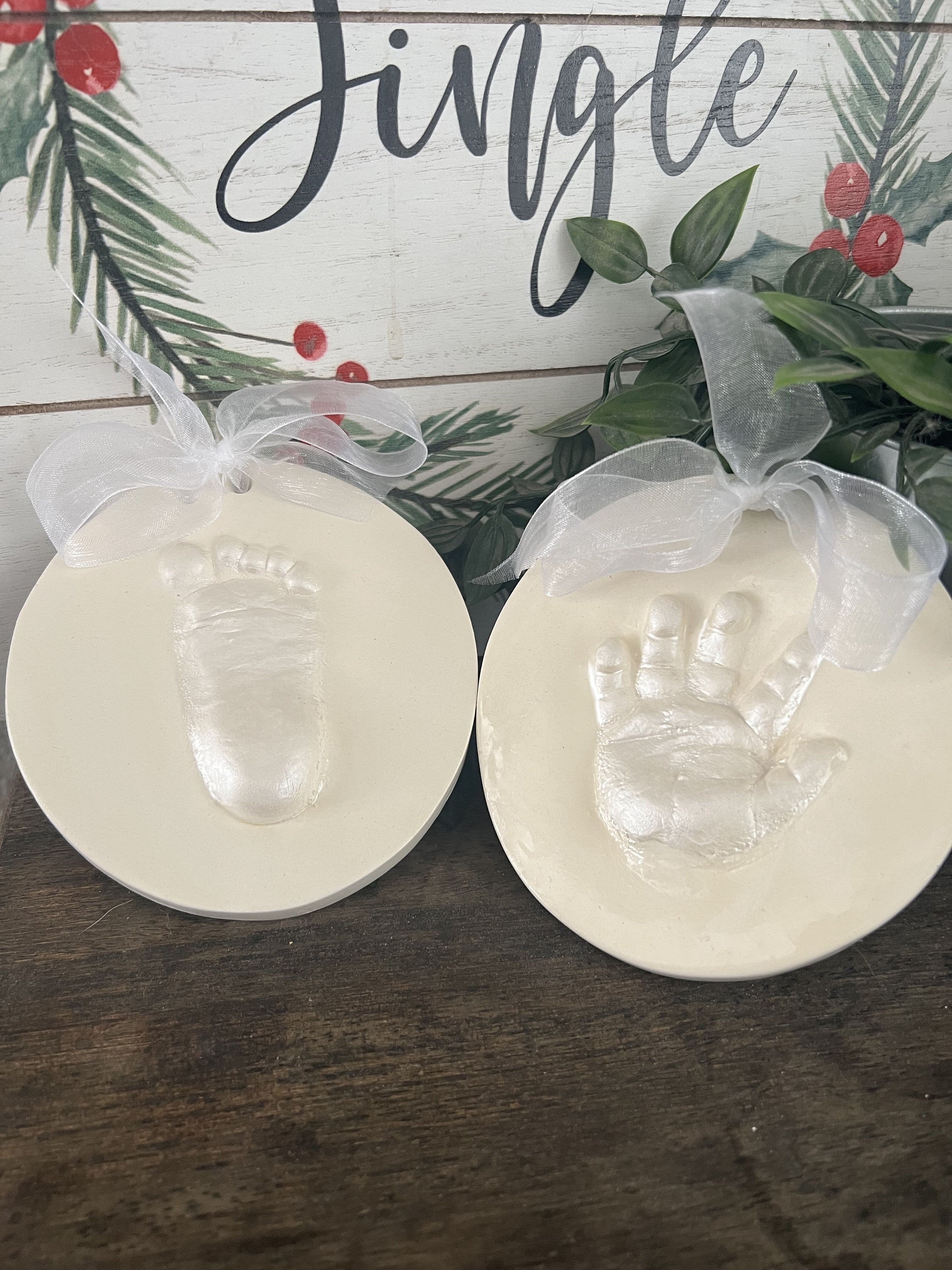 Hand and footprint Ornament - Foot Print Ornament - Baby Ornament, Baby Keepsake, view 6