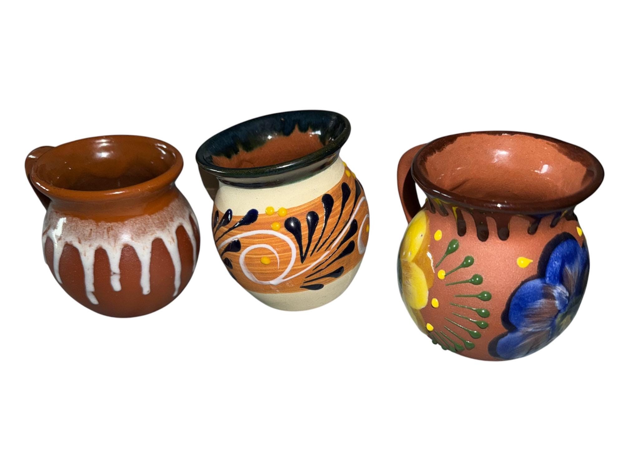 Hand-Painted Mexican Clay Mug, Rustic Barro Pottery Jarrito for Cafe de Olla, view 13