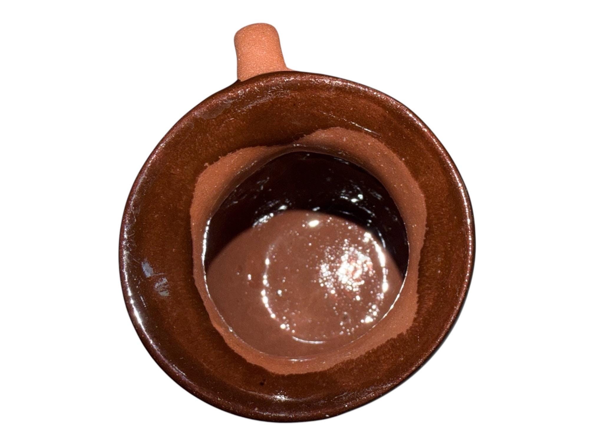 Hand-Painted Mexican Clay Mug, Rustic Barro Pottery Jarrito for Cafe de Olla, view 8