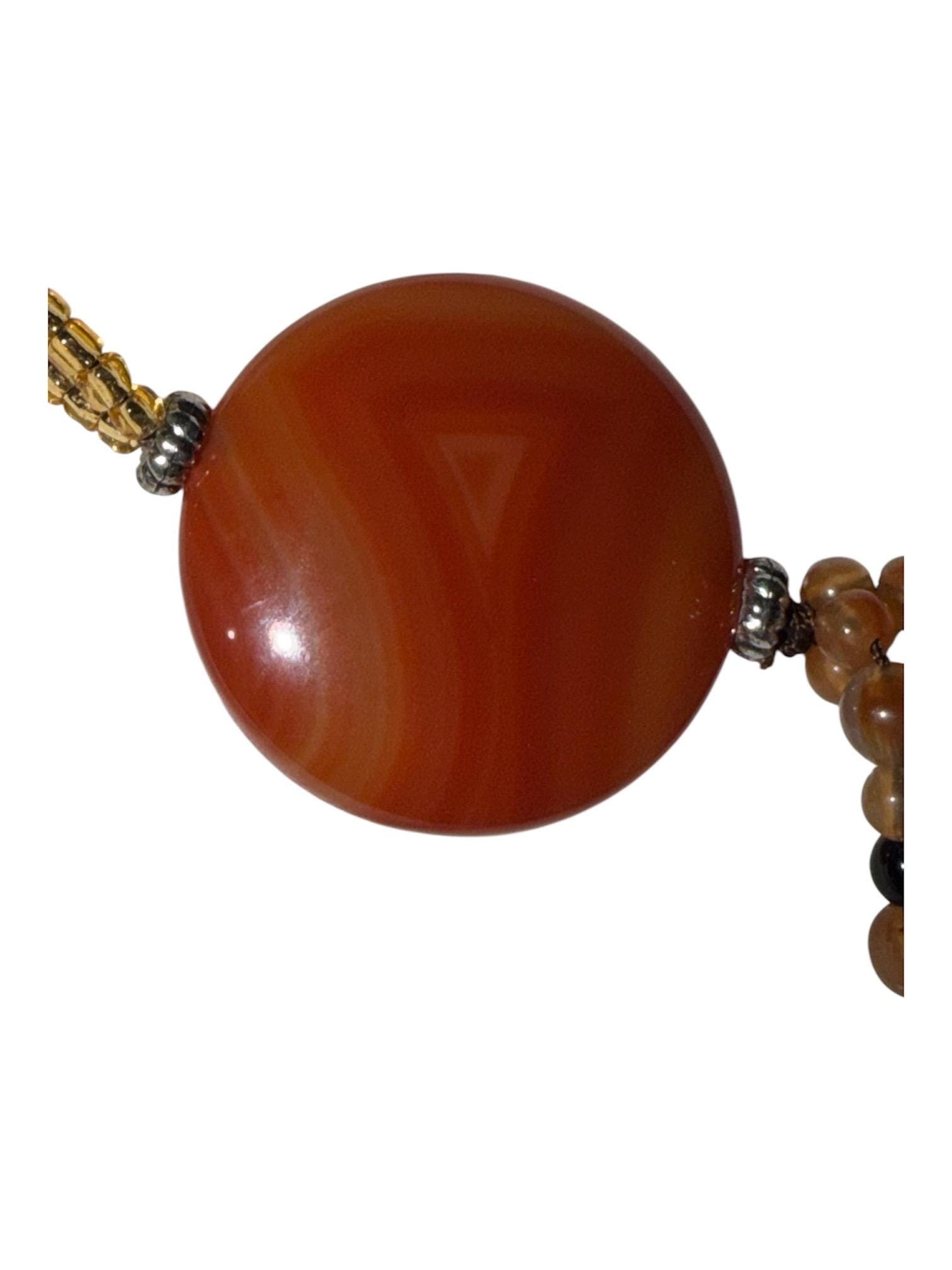 Handmade Carnelian Agate Tassel Pendant Necklace, Boho Southwestern Beaded Jewelry, view 6