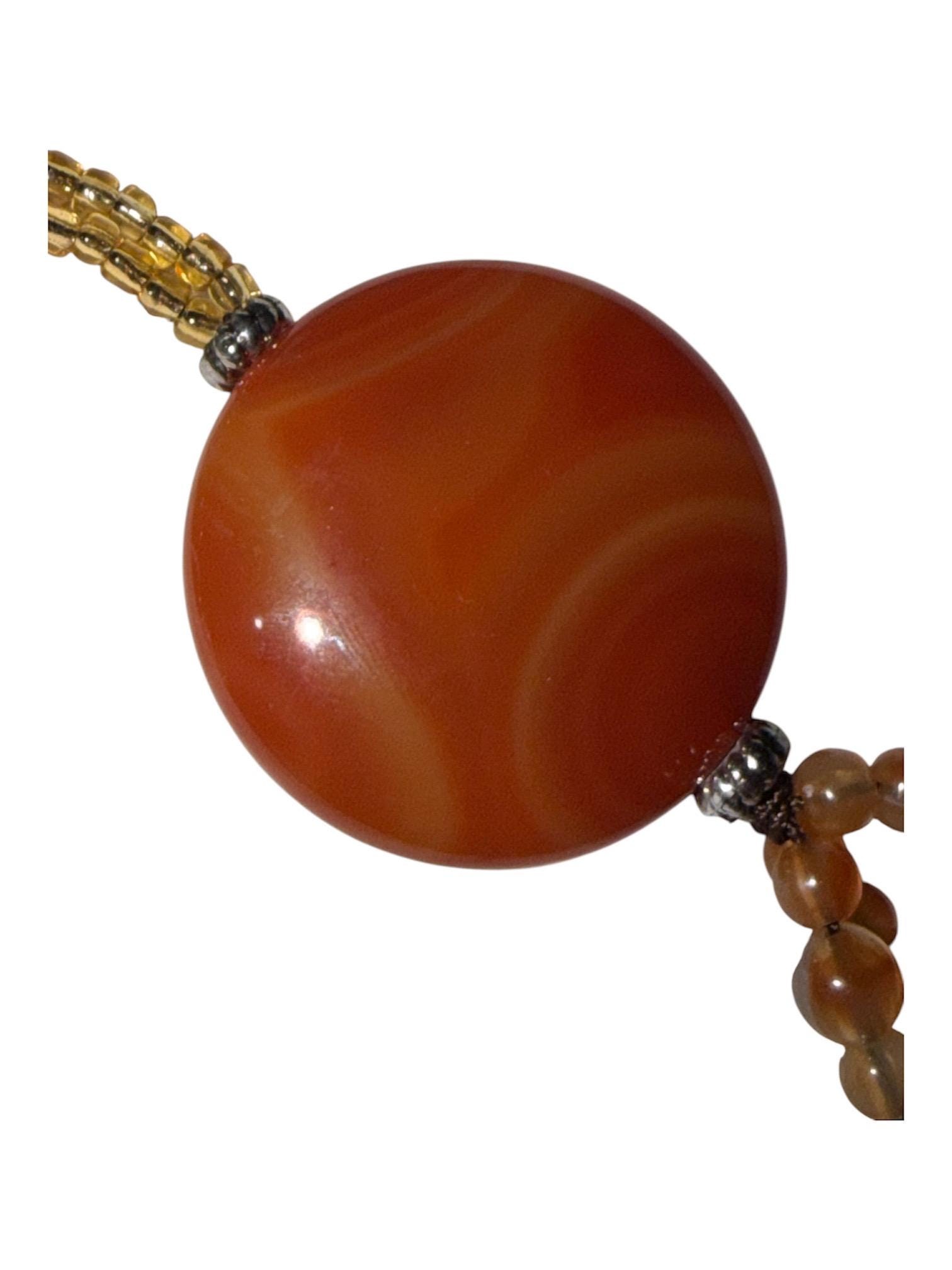 Handmade Carnelian Agate Tassel Pendant Necklace, Boho Southwestern Beaded Jewelry, view 7