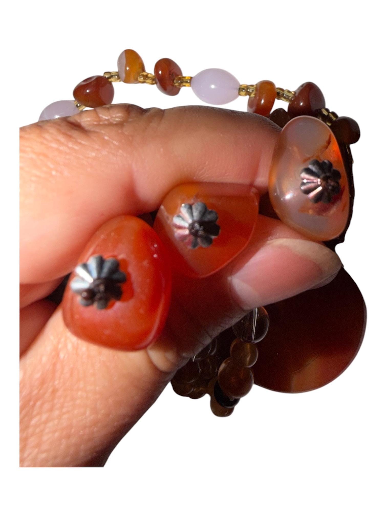 Handmade Carnelian Agate Tassel Pendant Necklace, Boho Southwestern Beaded Jewelry, view 8