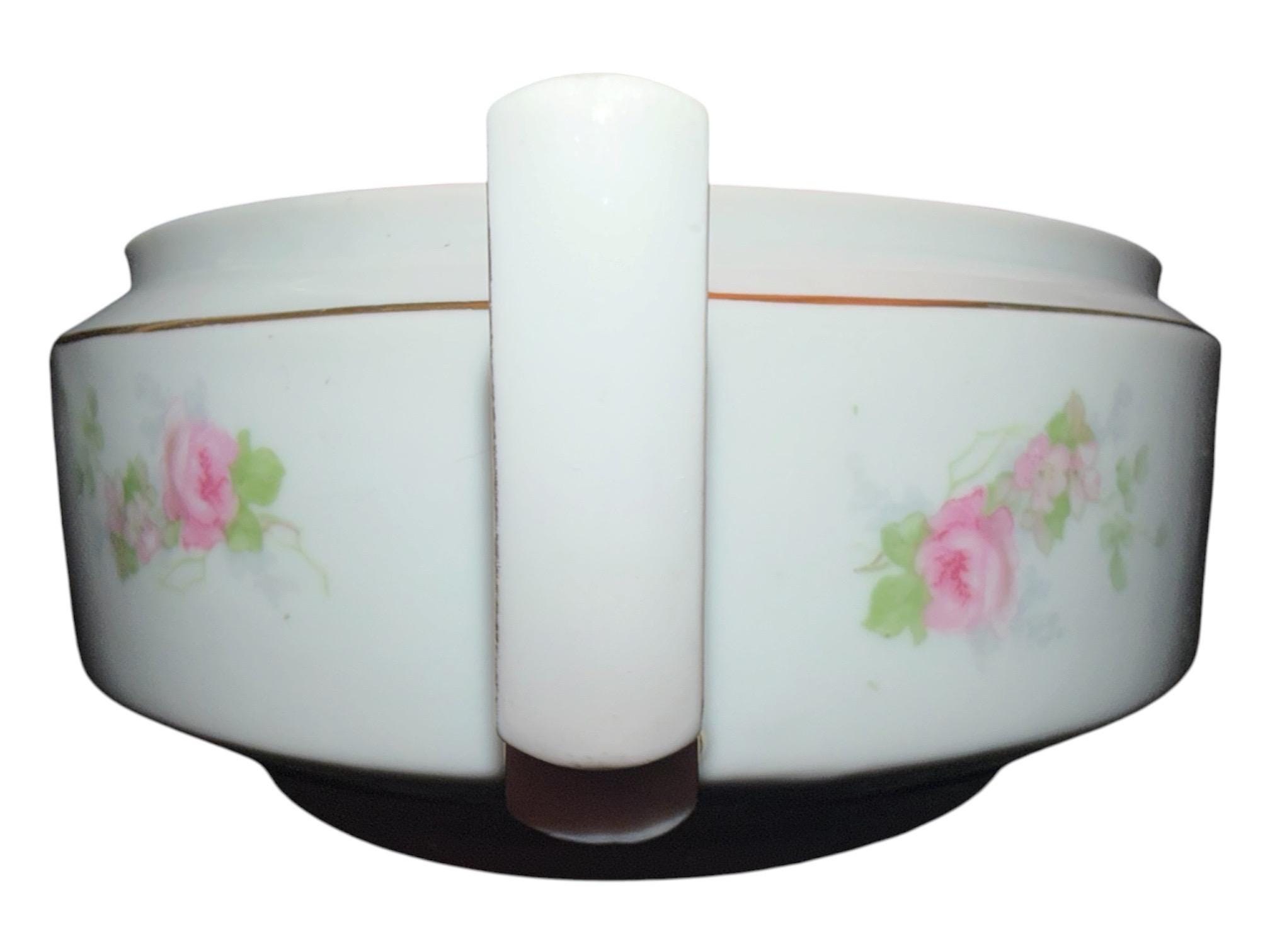 Heinrich & Co. Selb Bavaria Porcelain Vegetable Dish, Pink Floral Casserole with Lid, view 8