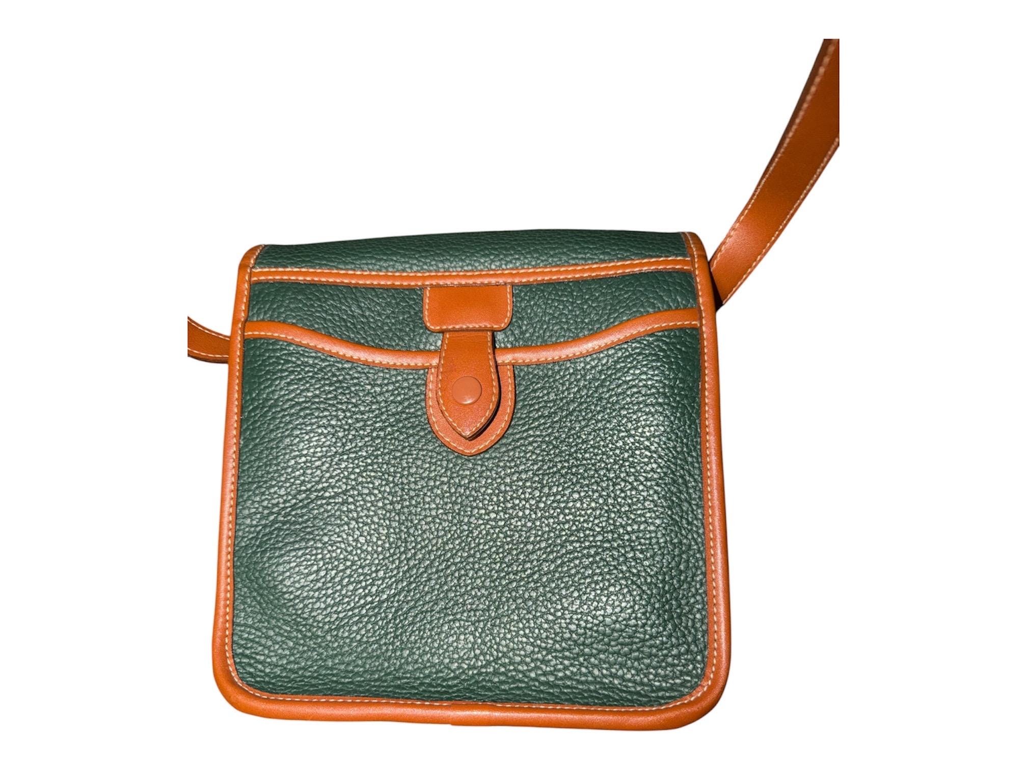 Forest Green Pebbled Leather Crossbody Bag, 90s Equestrian Saddle Style (Oggi Domani) Vintage Dooney, view 4