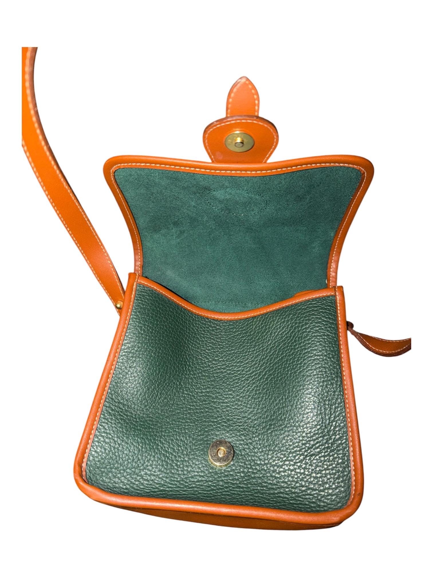 Forest Green Pebbled Leather Crossbody Bag, 90s Equestrian Saddle Style (Oggi Domani) Vintage Dooney, view 6