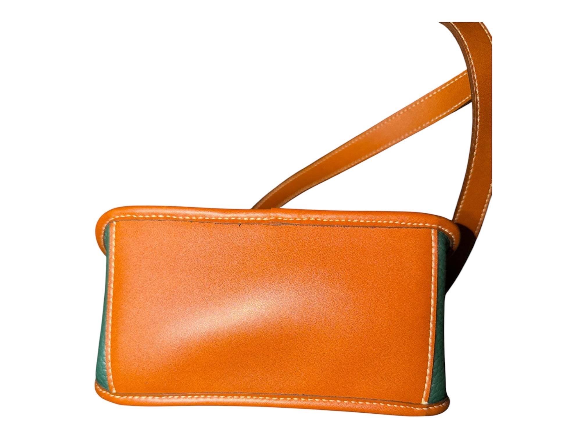 Forest Green Pebbled Leather Crossbody Bag, 90s Equestrian Saddle Style (Oggi Domani) Vintage Dooney, view 7