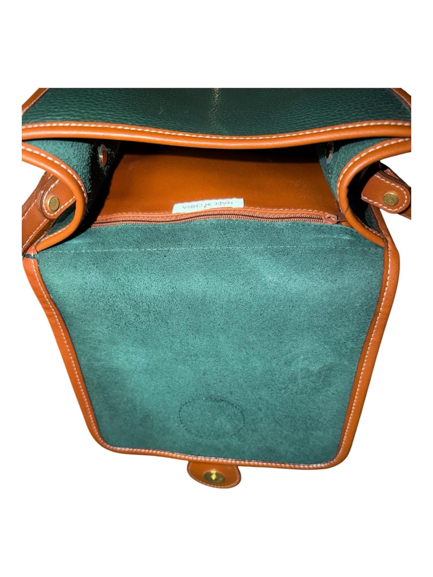Forest Green Pebbled Leather Crossbody Bag, 90s Equestrian Saddle Style (Oggi Domani) Vintage Dooney, view 8