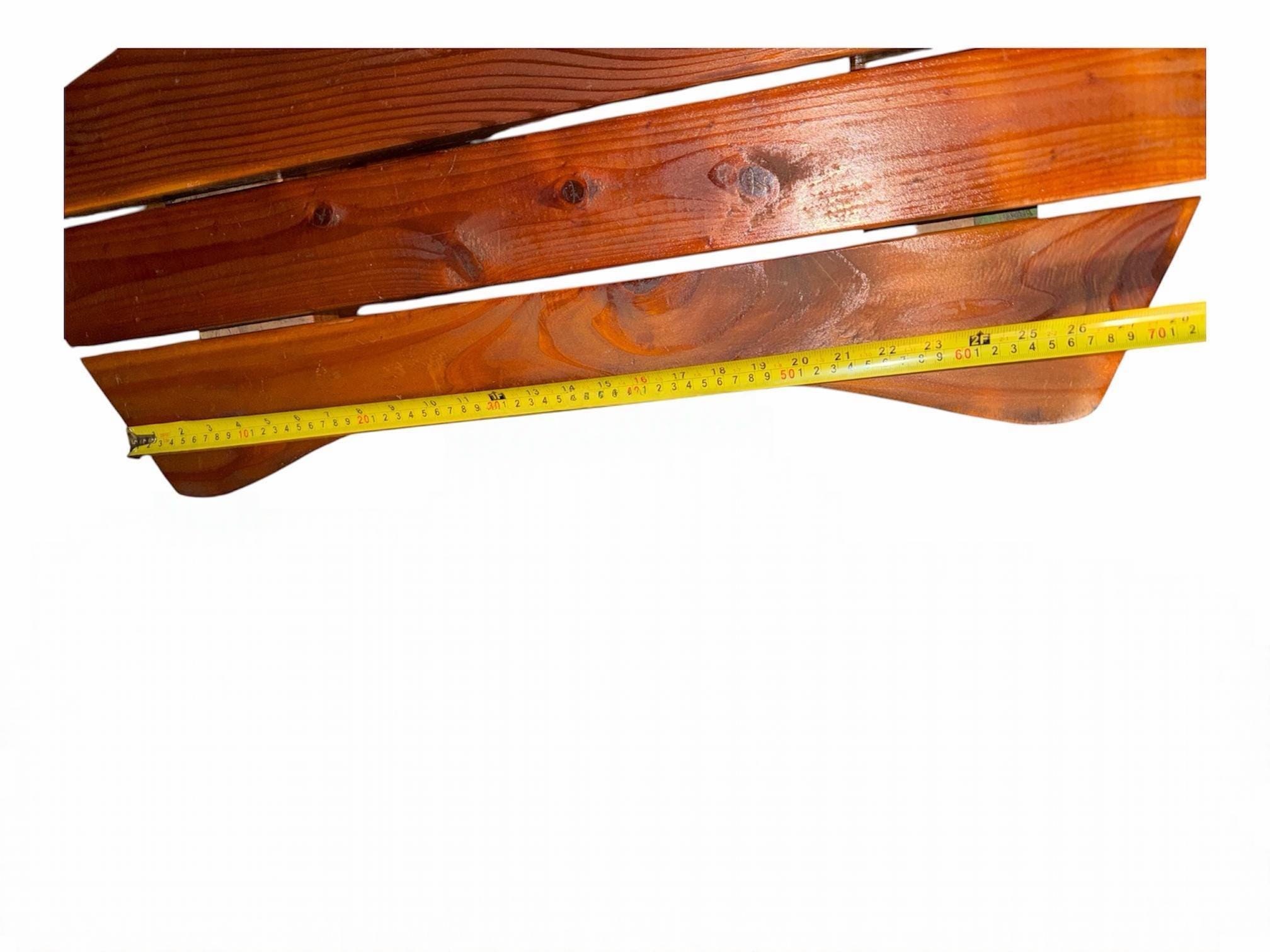 Handcrafted Mid-Century Modern Wood Bench, Curved Slat Top, Sculptural Legs (33x12x17.5), view 4